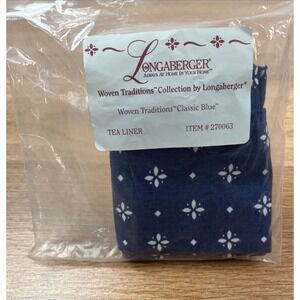 Longaberger Tea Basket Fabric Liner in Classic Blue 270063 NEW